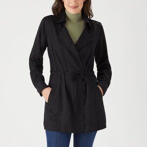 Duluth Trading Co Black Drawstring Waist Tie Cardigan Utility Jacket L Large